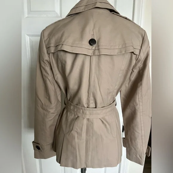 Zara Tan/Khaki Cotton Mini Trench Coat, NWT - Picture 2 of 9